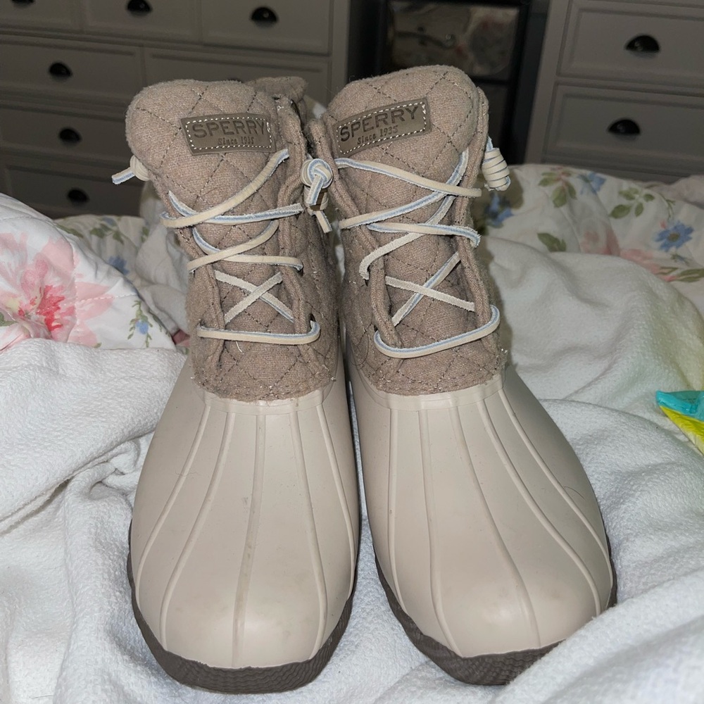 Beige Sperry Duck Boots